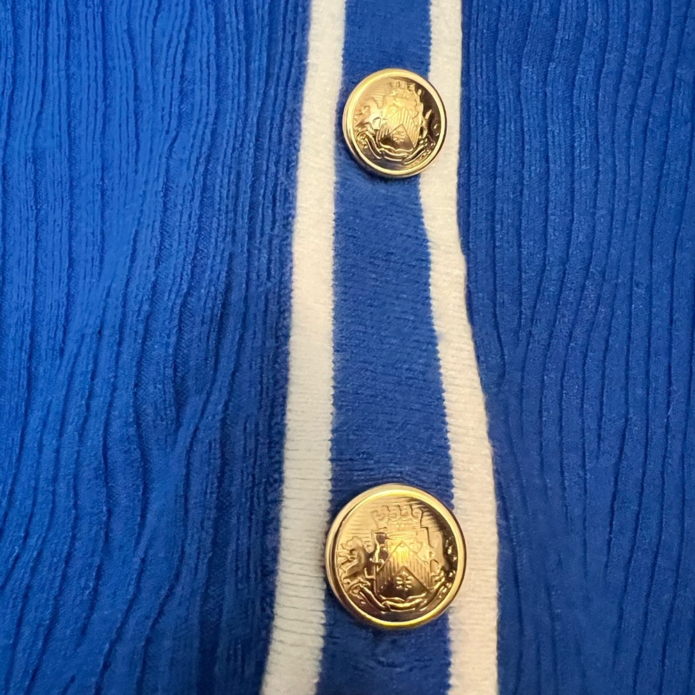 Express Blue and White Ribbed Cardigan Sweater - Picture 3 of 6